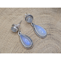  Echt zilveren Maansteen oorbel stekers hangende druppel